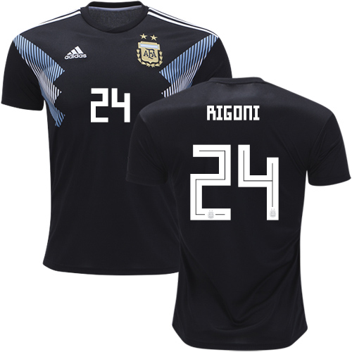 Argentina #24 Rigoni Away Kid Soccer Country Jersey
